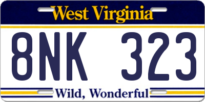 WV license plate 8NK323