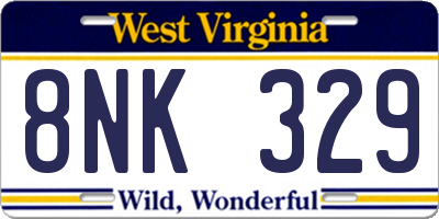 WV license plate 8NK329