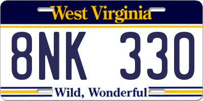 WV license plate 8NK330