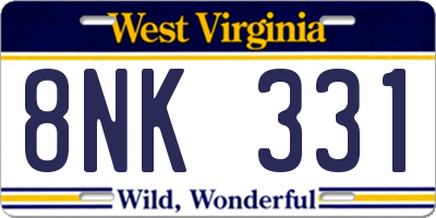 WV license plate 8NK331
