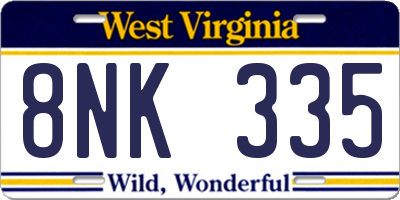WV license plate 8NK335