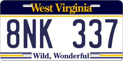 WV license plate 8NK337