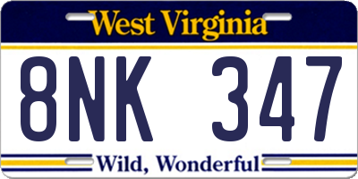 WV license plate 8NK347