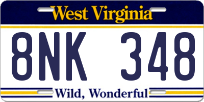 WV license plate 8NK348