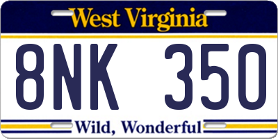 WV license plate 8NK350