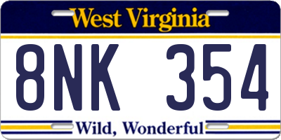 WV license plate 8NK354