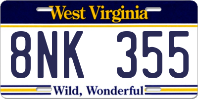 WV license plate 8NK355