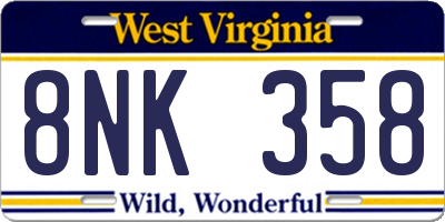 WV license plate 8NK358
