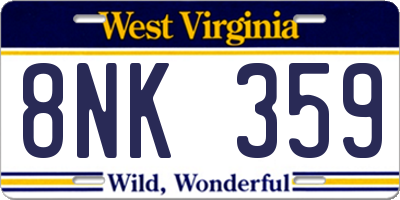 WV license plate 8NK359
