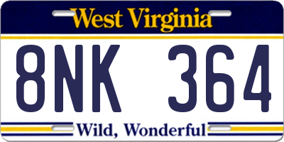 WV license plate 8NK364