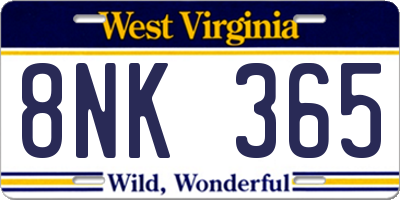 WV license plate 8NK365