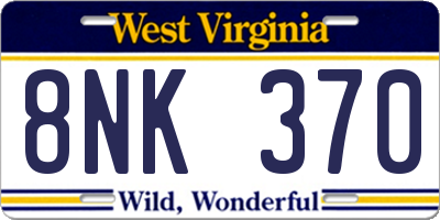 WV license plate 8NK370