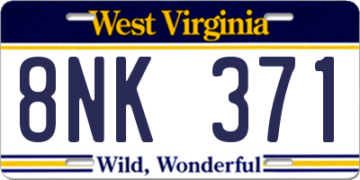 WV license plate 8NK371