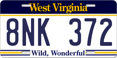 WV license plate 8NK372
