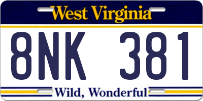 WV license plate 8NK381