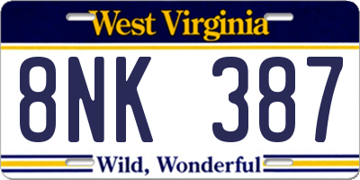 WV license plate 8NK387