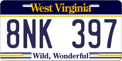 WV license plate 8NK397