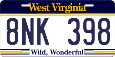 WV license plate 8NK398