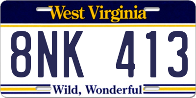 WV license plate 8NK413