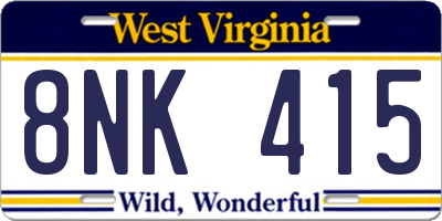 WV license plate 8NK415
