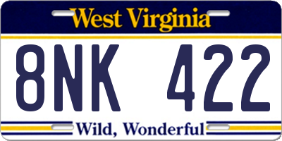 WV license plate 8NK422