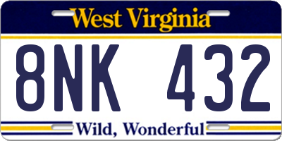 WV license plate 8NK432