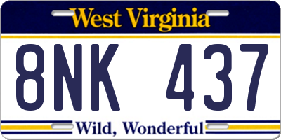 WV license plate 8NK437