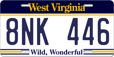 WV license plate 8NK446