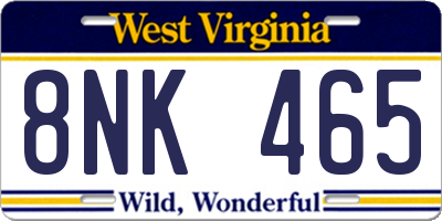 WV license plate 8NK465