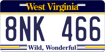 WV license plate 8NK466