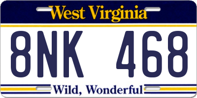 WV license plate 8NK468