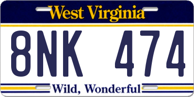 WV license plate 8NK474