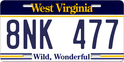 WV license plate 8NK477