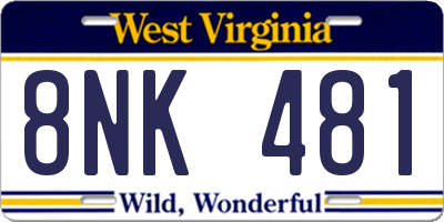WV license plate 8NK481
