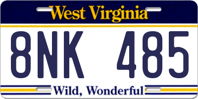 WV license plate 8NK485