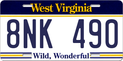 WV license plate 8NK490