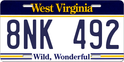 WV license plate 8NK492