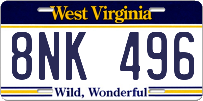 WV license plate 8NK496