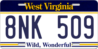 WV license plate 8NK509