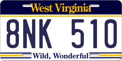 WV license plate 8NK510
