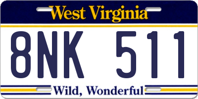 WV license plate 8NK511