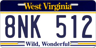 WV license plate 8NK512