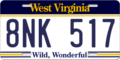 WV license plate 8NK517