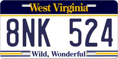 WV license plate 8NK524