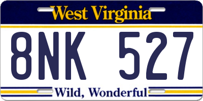 WV license plate 8NK527