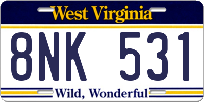 WV license plate 8NK531