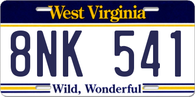 WV license plate 8NK541
