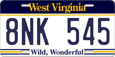 WV license plate 8NK545