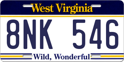 WV license plate 8NK546