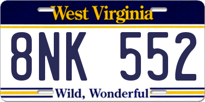 WV license plate 8NK552